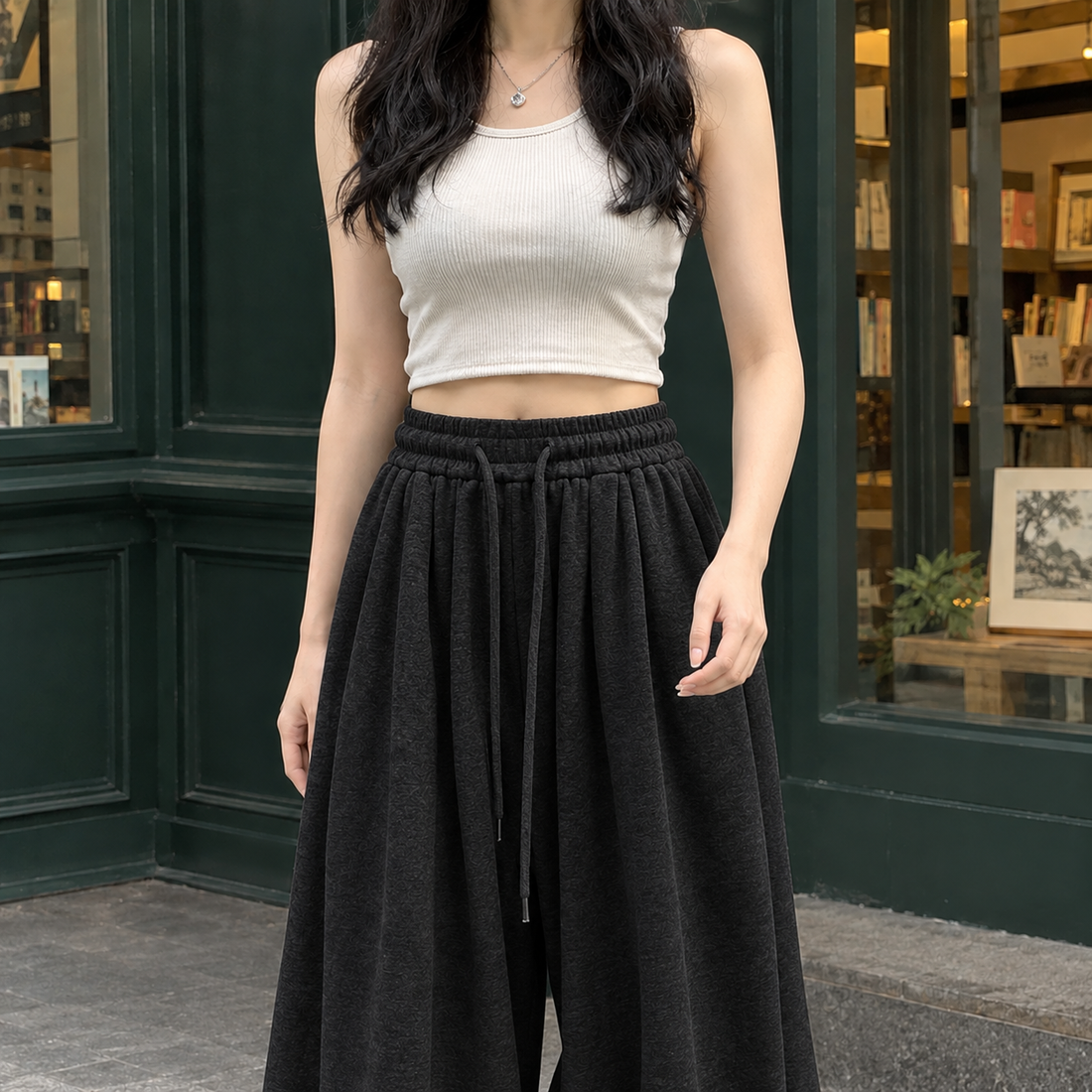 Maylis Wide Leg Cardigan - Black