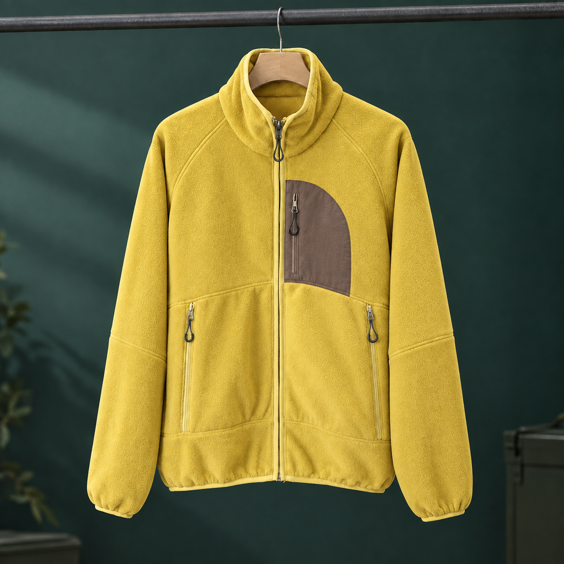 Wilfred Contrast Fleece Jacket - Leaves Yellow