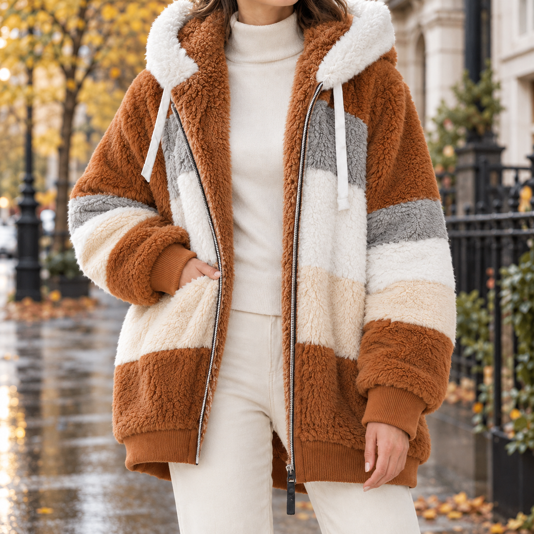Erin Patchwork Jacket - Caramel Brown