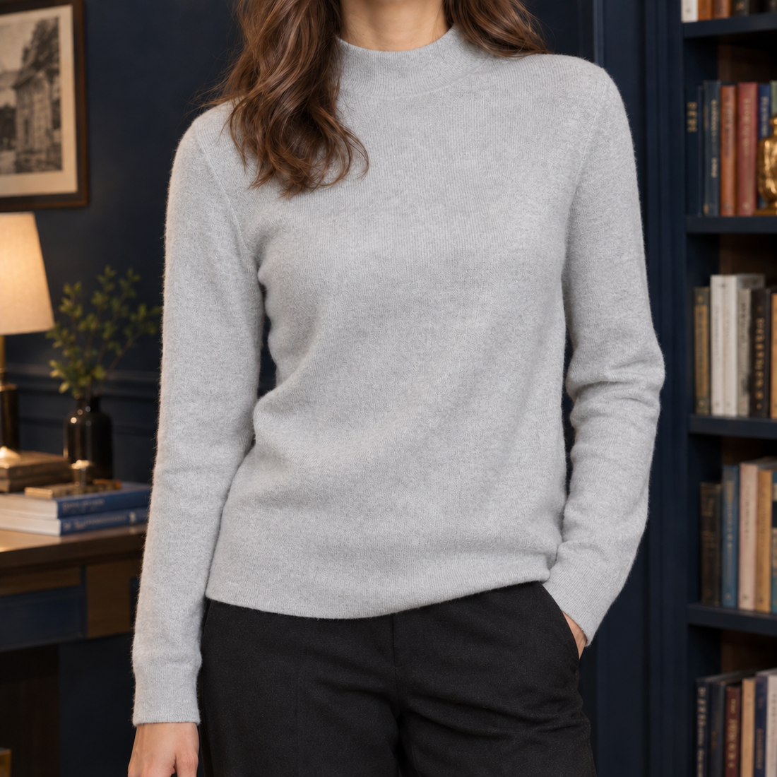 Estella Mock Neck Sweater - Grandma Gray