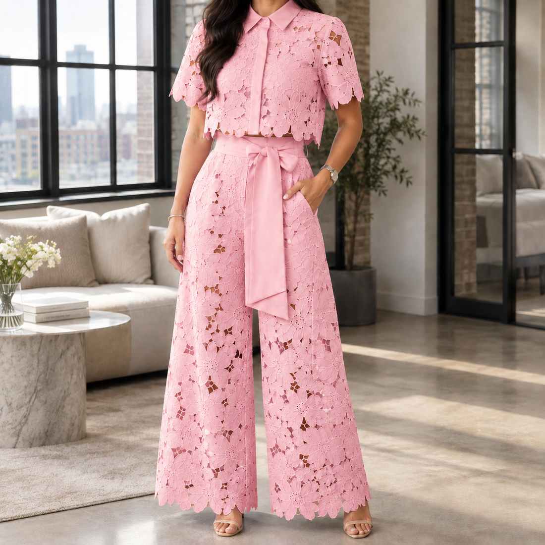 Josephine Wide Leg Set - Pink
