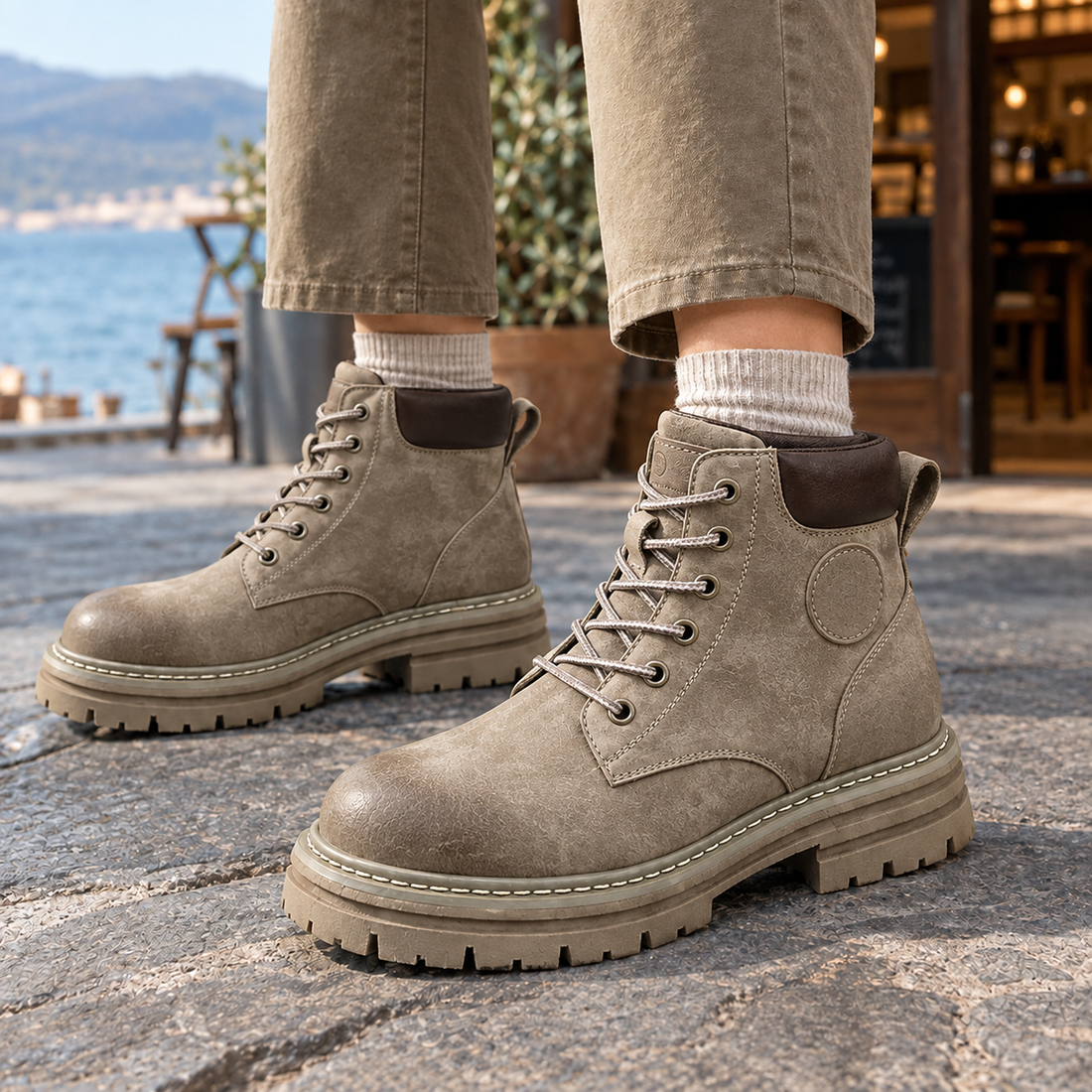 Rossetti Lace-Up Boots - Taupe