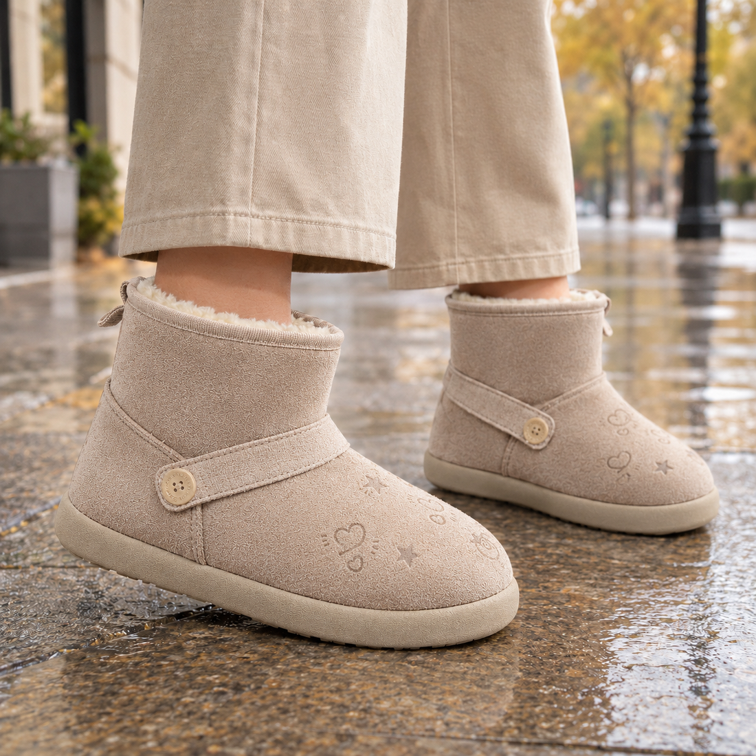Ascoli Plush Lined Boots - Taupe Print