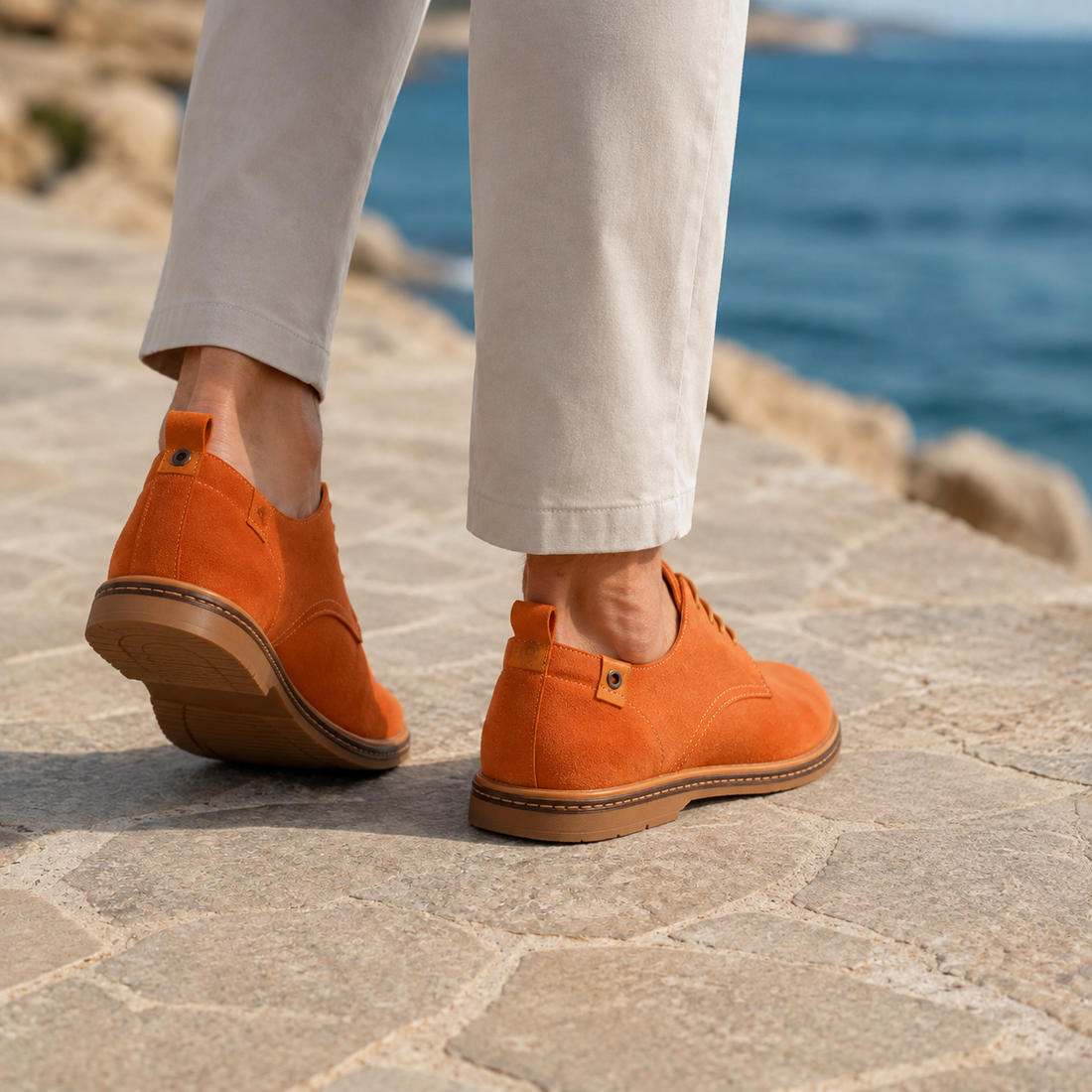 Romano Suede Derby Shoes - Orange