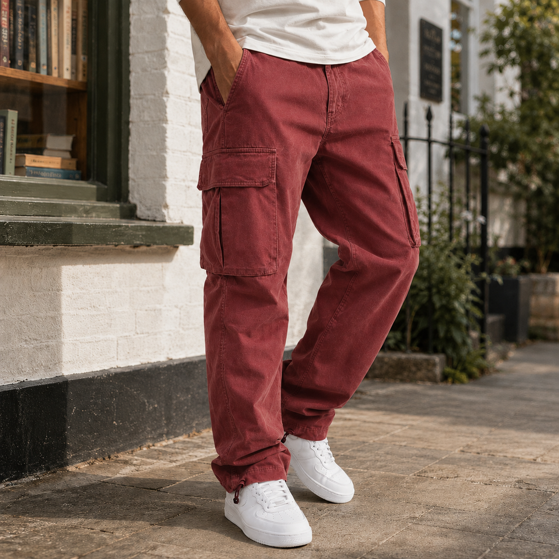 Carter Relaxed Cargo Pants - Red