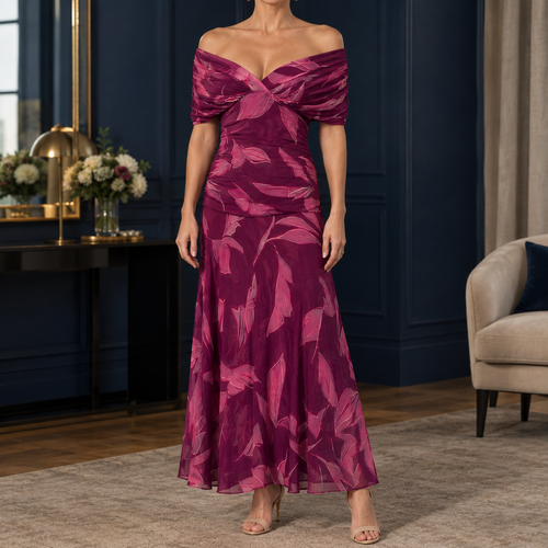 Adriana Off Shoulder Dress - Purple