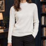 Estella Mock Neck Sweater - White