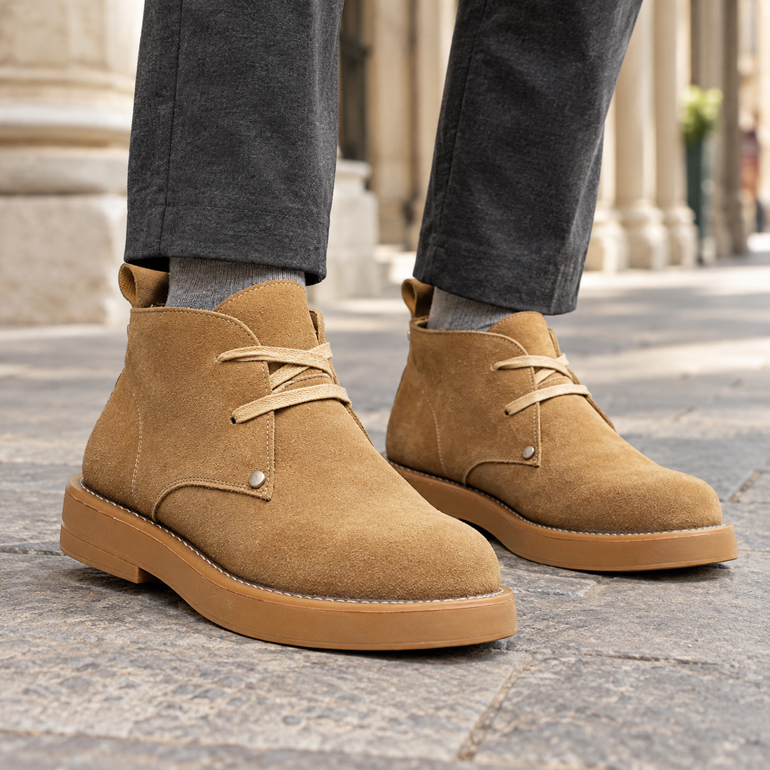 Cesena Suede Derby Boots - Tan