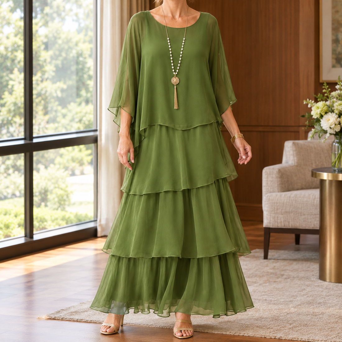Tabitha Tiered Maxi Dress - Dark Green