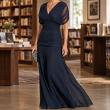 Delphine Ruched Maxi Dress - Dark Blue