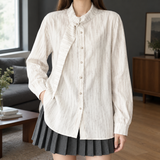 Ghislaine Ribbon Collar Shirt - Apricot Ribbon Collar