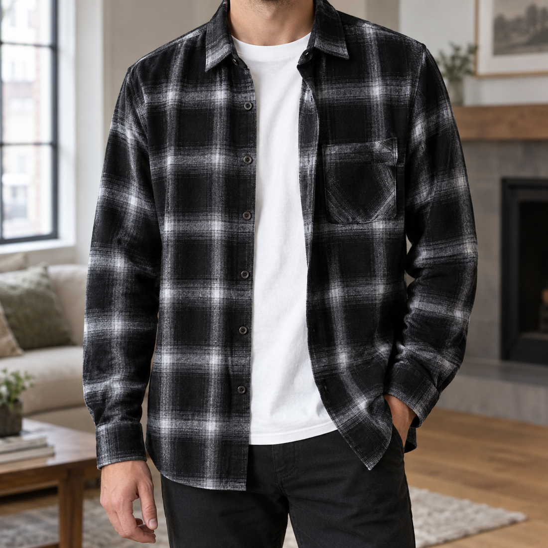 Archie Plaid Overshirt - Black Gray