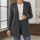 Aurelia Ribbed Cardigan - Dark Gray