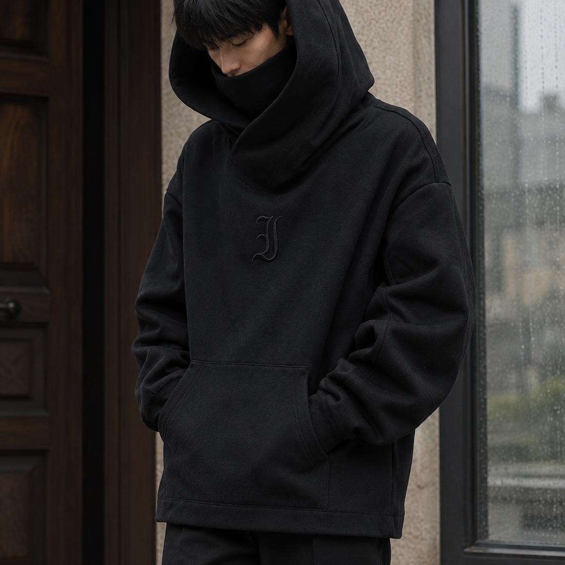 Keith Funnel Neck Hoodie - Tail Wolf Black