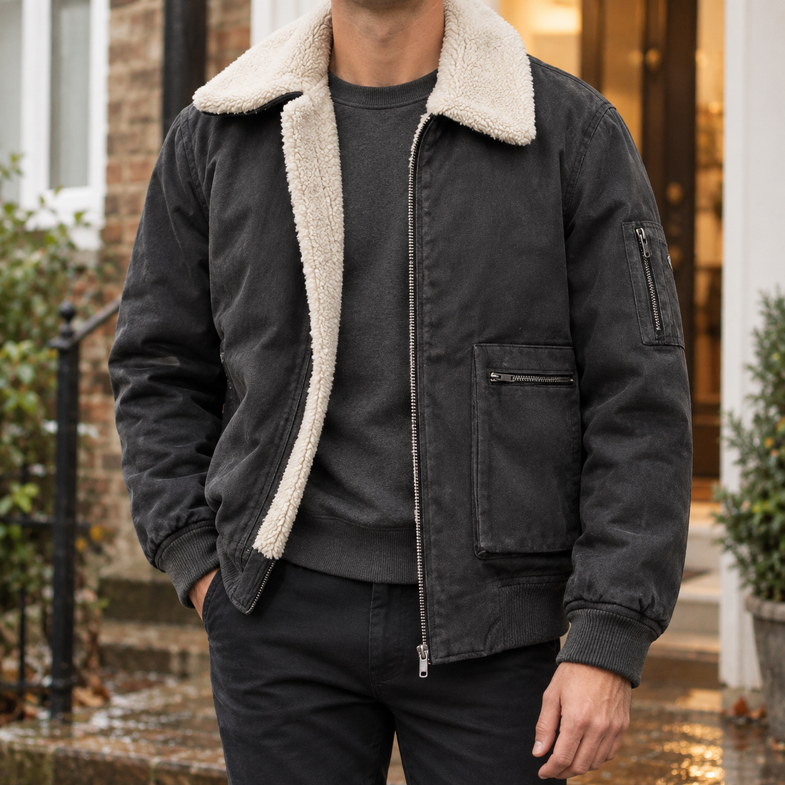 Nolan Fleece Jacket - Black Gray