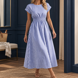 Margot Striped Midi Dress - Blue