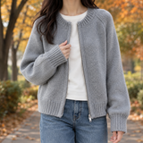 Thomasina Zip Cardigan - Gray