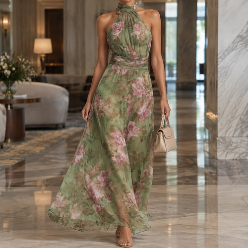 Ariadne Halter Maxi Dress - Green