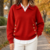 Ysabel Collared Sweater - Red