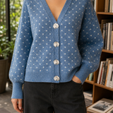 Brigitte Spot Cardigan - Blue