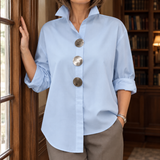 Emilia Stand Collar Blouse - Blue