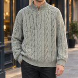 Godfrey Cable Knit Sweater - Floral Gray