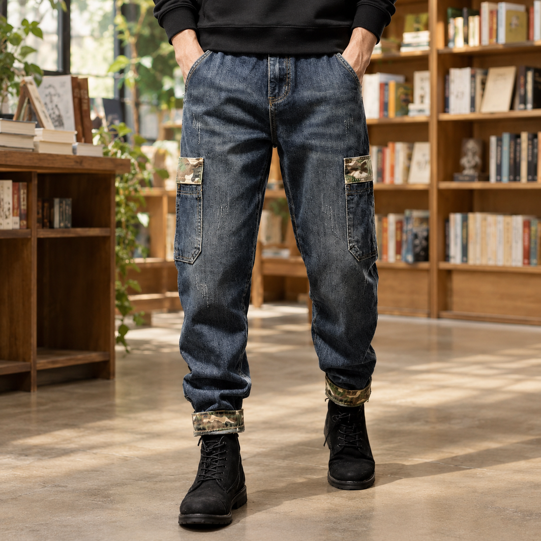Keaton Relaxed Cargo Jeans - Blue