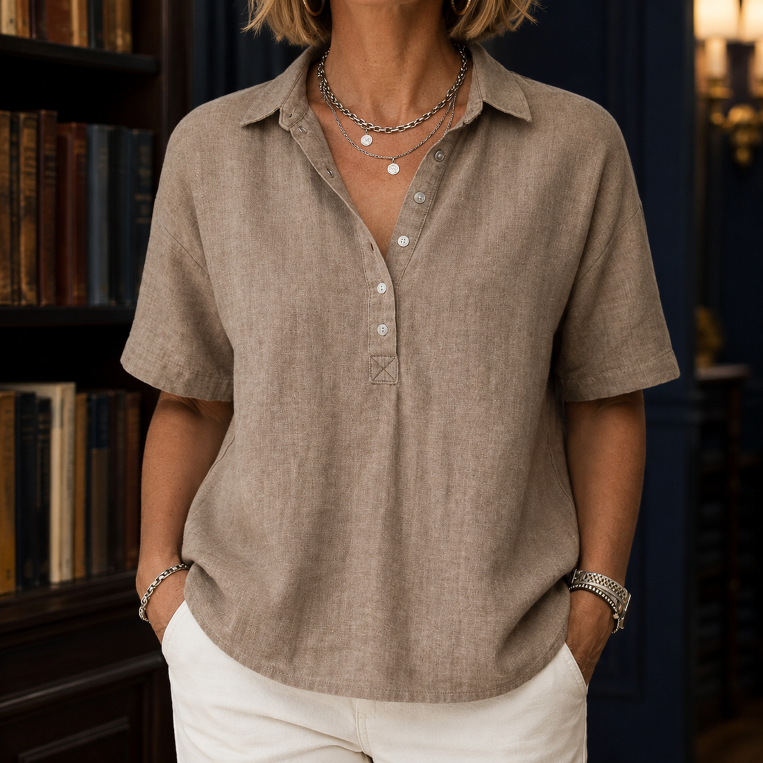 Laurel Relaxed Blouse - Khaki