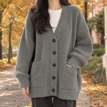 Evadne Ribbed Cardigan