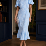 Pippa Jacquard Midi Dress - Powder Blue