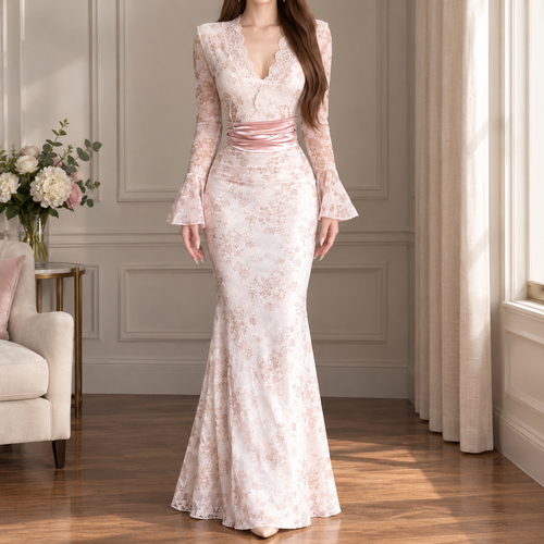 Avaline Mermaid Dress - Light Pink