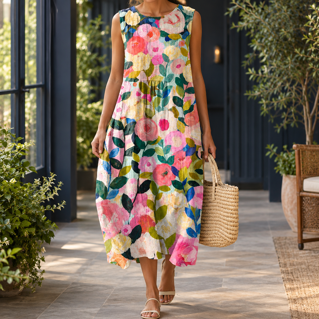 Alina Floral Midi Dress - Multicolor