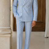 Quentin Pinstripe Suit - Blue