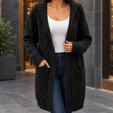 Modesty Cable Knit Cardigan - Black