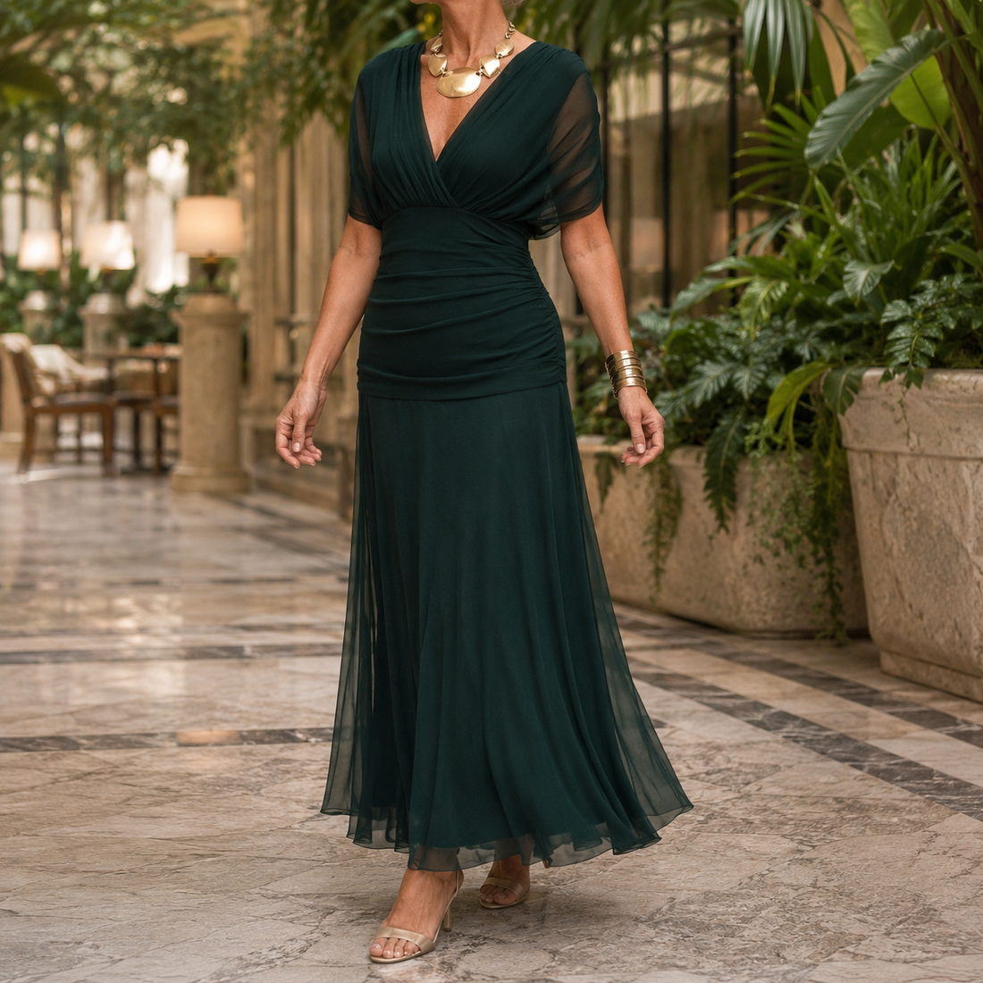 Junia Wrap Maxi Dress - Dark Green