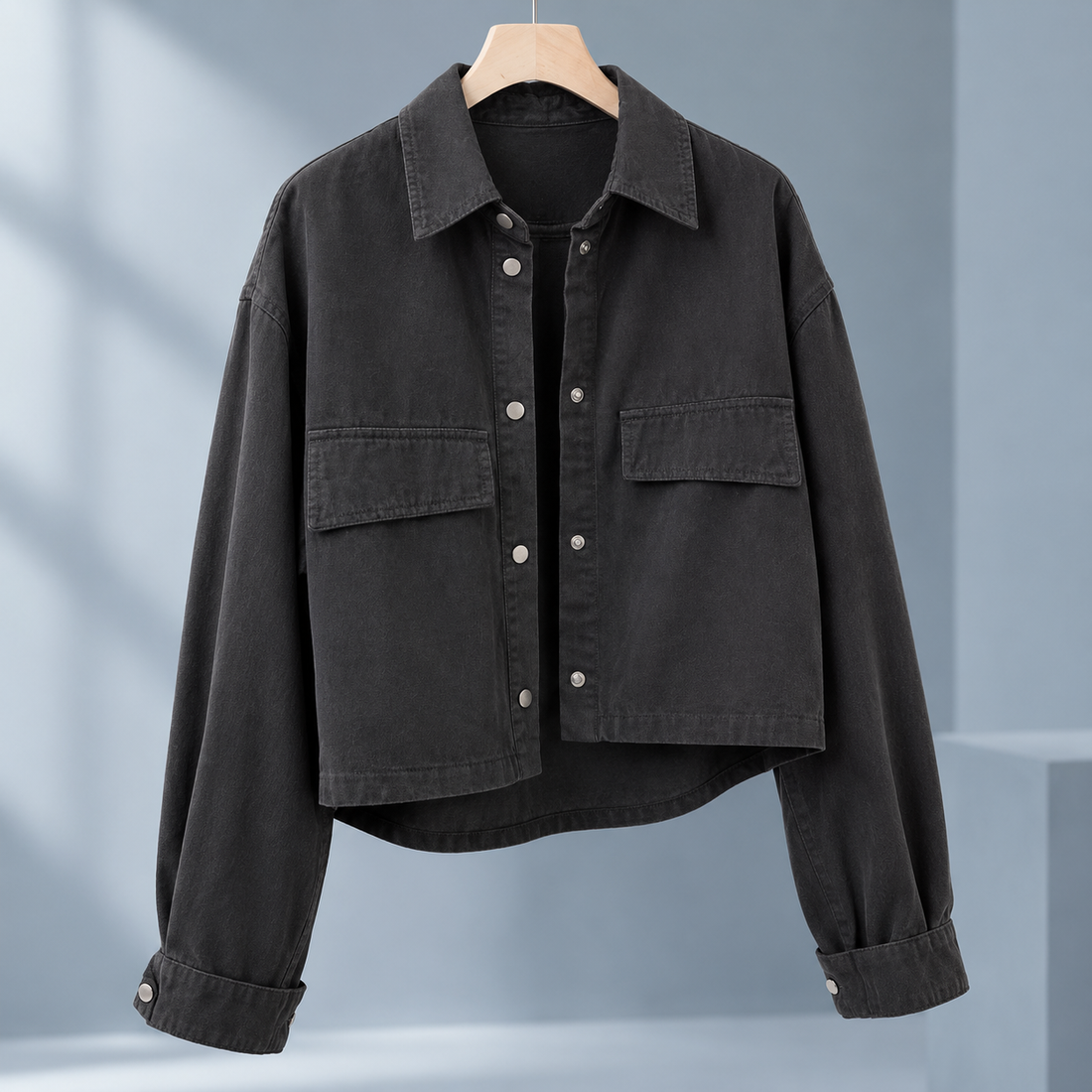 Arwen Cropped Overshirt - Black