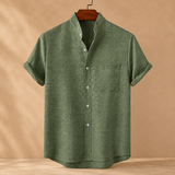 Benedict Stand Collar Shirt - Green