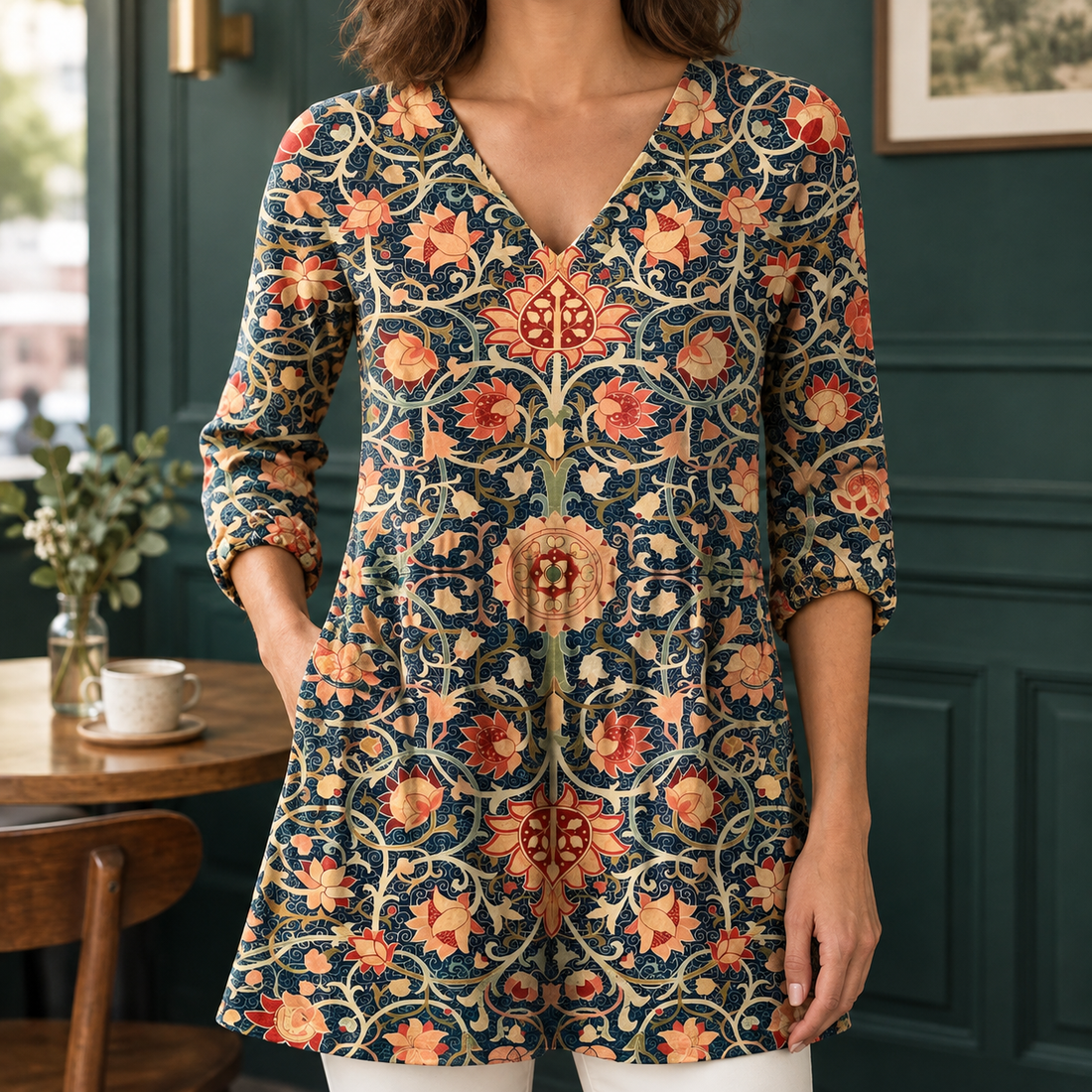 Alba V Neck Tunic - Multicolour