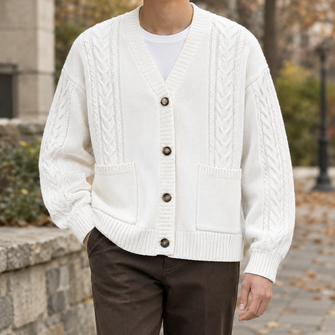 Milo Cable Knit Sweater - Rice White