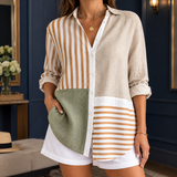 Mireille Patchwork Blouse - Neutral Patchwork