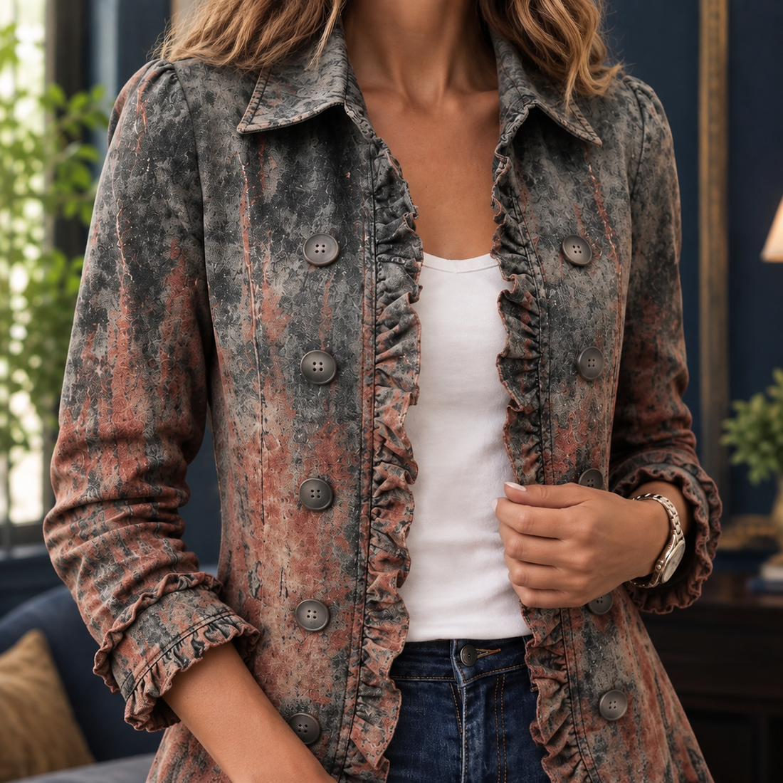 Grace Ruffle Jacket - Lead Product Detail