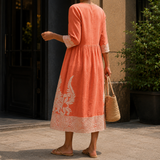 Evelina Embroidered Midi Dress - Lead Alternate View