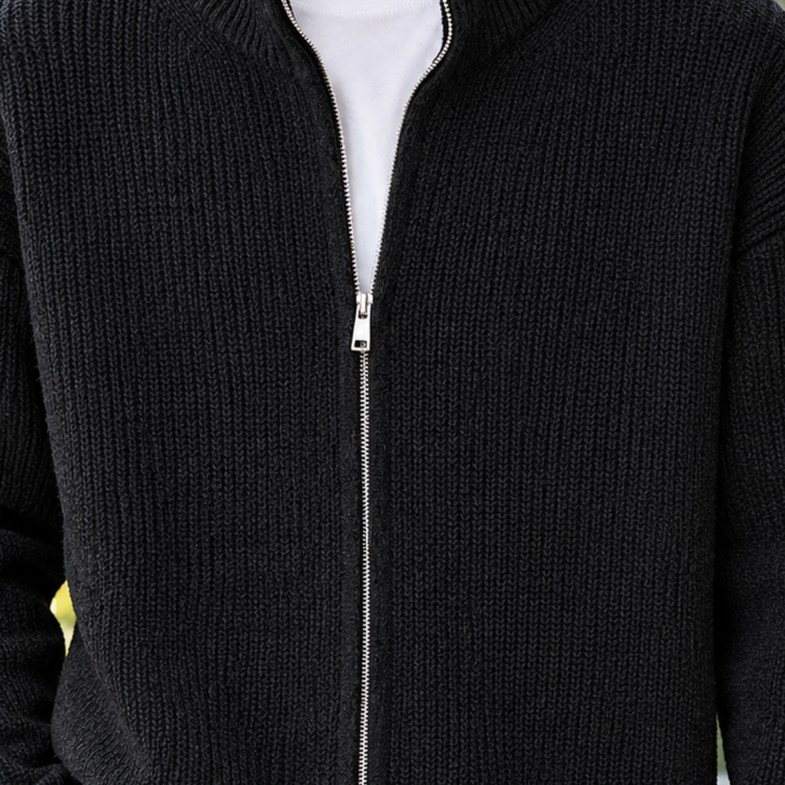 Stefan Ribbed Knit Jacket - Lead Product Detail