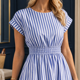 Margot Striped Midi Dress - Lead Product Detail