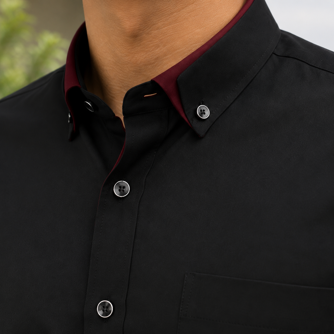 Oberon Contrast Collar Shirt - Lead Product Detail