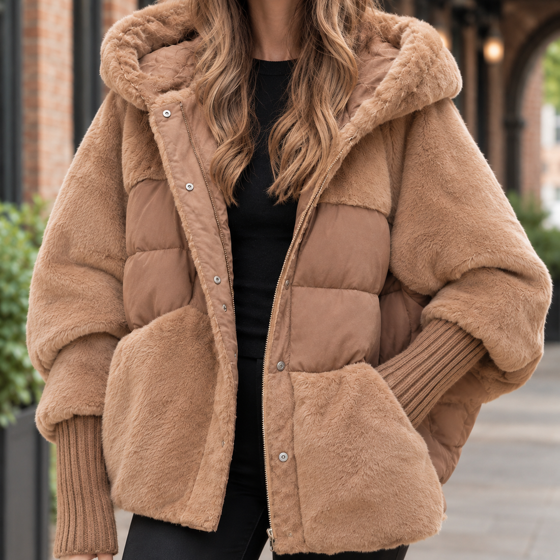 Lydia Plush Panel Jacket - Lead Product Detail
