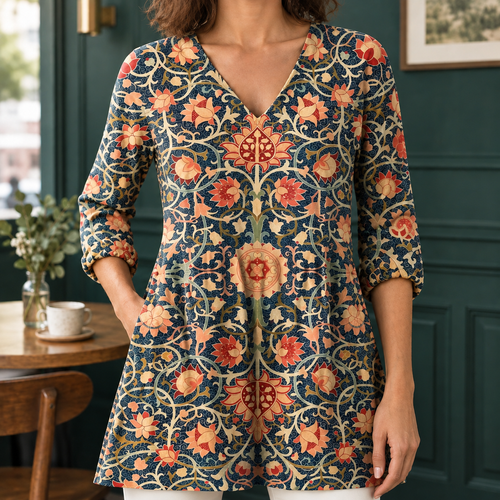 Alba V Neck Tunic - Lead Product Detail