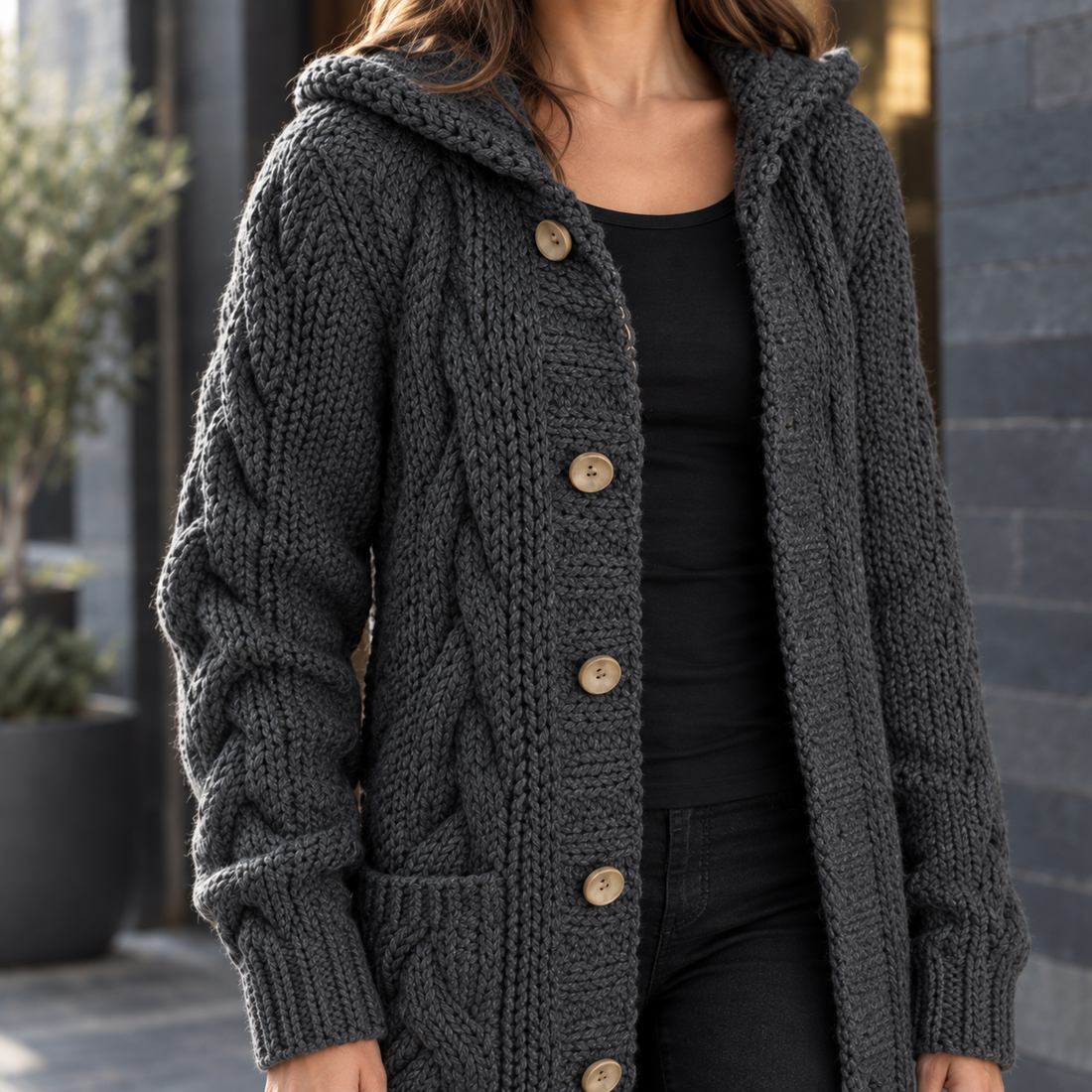 Valerie Cable Knit Cardigan - Lead Product Detail