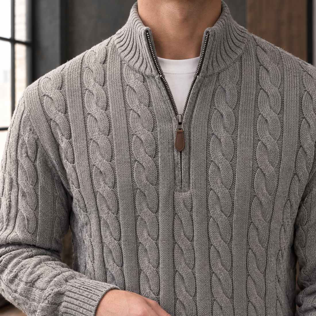 Martin Cable Knit Sweater - Lead Product Detail