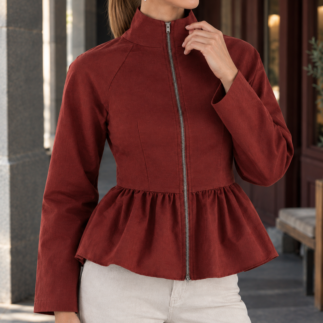 Heloise Peplum Jacket - Lead Product Detail